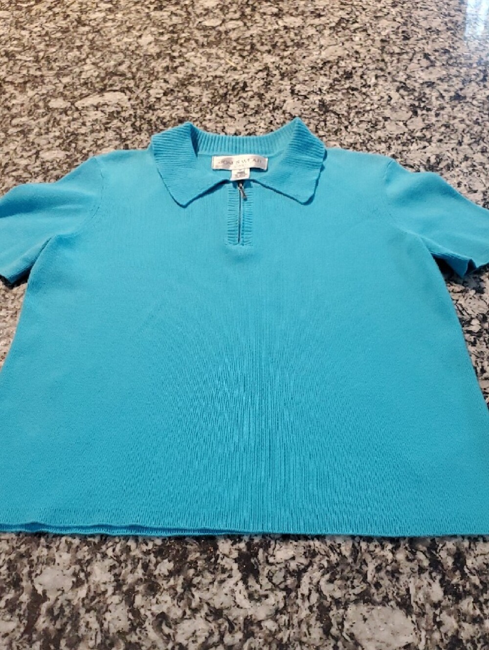 Jones Wear Bright Turquoise Short Sleeve Zip Polo - Picture 6 of 6
